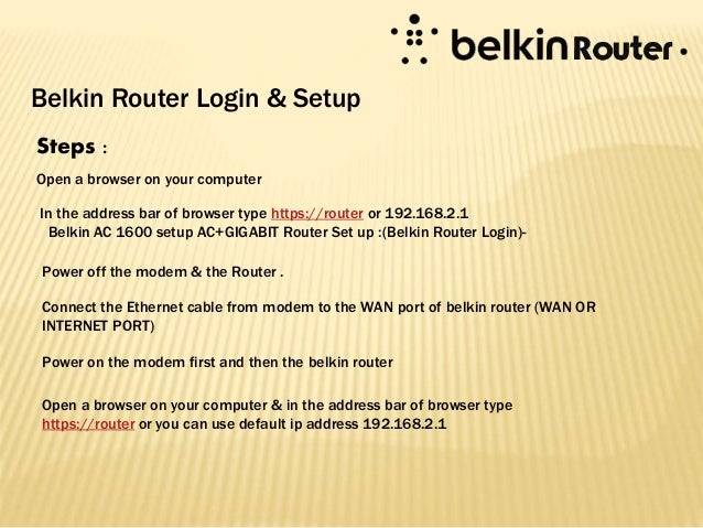 belkin router login