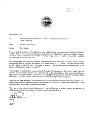 Bell's letter asking council to pull the tax ordinance