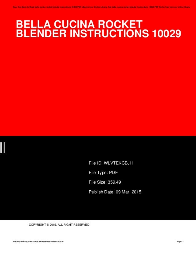 Bella cucinarocketblenderinstructions10029