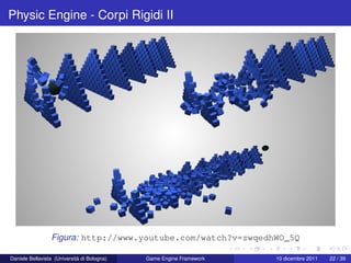 Physic Engine - Corpi Rigidi II




                 Figura: http://www.youtube.com/watch?v=zwqedhWO_5Q

Daniele Bellavista (Università di Bologna)   Game Engine Framework   10 dicembre 2011   22 / 39
 