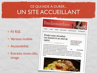 CE QUI AIDE À DURER...
    UN SITE ACCUEILLANT


Fil RSS

Version mobile

Accessibilité

Extraits, mots-clés,
image
 