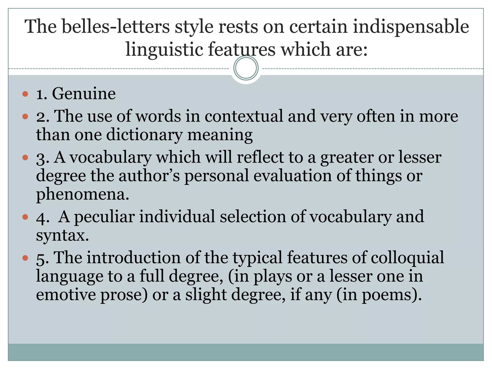 Text structure in the belles-lettres style | PPTX