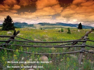 Ne tuons pas la beauté du monde. No matem la bellesa del món. 