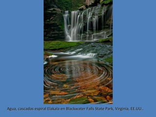 Agua, cascadas espiral Elakala en Blackwater Falls State Park, Virginia, EE.UU..

 
