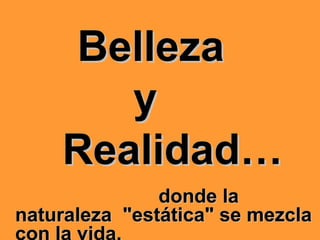 BellezaBelleza
yy
Realidad…Realidad…
donde ladonde la
naturaleza "estática" se mezclanaturaleza "estática" se mezcla
 