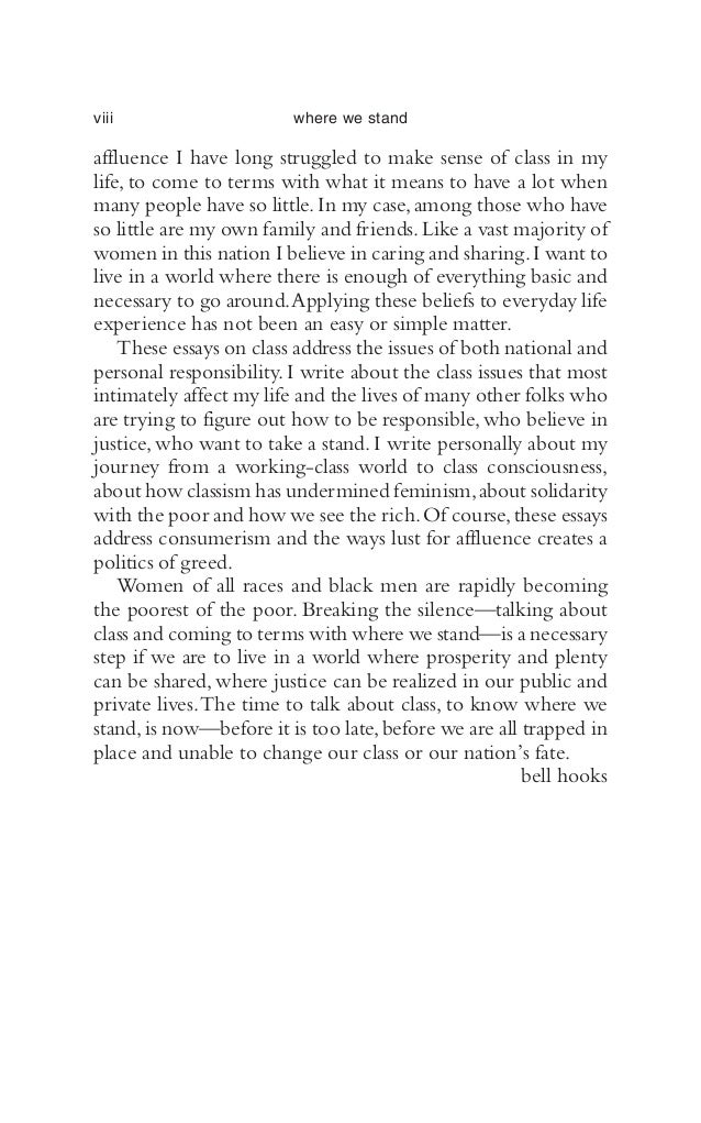 where we stand class matters short The full text can be downloaded here in pdf format: where we stand, bell hooks read chapters 5, 6, and 7 here class and race: the new black elite collectively, black folks in the united. where we stand class matters short The full text can be downloaded here in pdf format: where we stand, bell hooks read chapters 5, 6, and 7 here class and race: the new black elite collectively, black folks in the united.