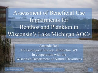 Assessment of Beneficial Use
        Impairments for
    Benthos and Plankton in
Wisconsin’s Lake Michigan AOCs
                          Amanda Bell
              US Geological Survey, Middleton, WI
                     In cooperation with the
            Wisconsin Department of Natural Resources

US Geological Survey        Menomonee River             1
 