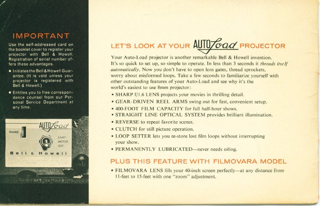 Bell & howell autoload 8mm projector user manual_english