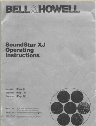 Bell & howell sound star xj_super 8 movie projector_user manual_english french spanish
