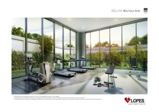 BOUTIQUE GYM

Perspectiva ilustrada da Bellini Boutique Gym (Fitness) com sugestão de decoração e de paisagismo.
Os acabamentos, a quantidade de mobiliário e os equipamentos serão entregues conforme o Memorial Descritivo do Empreendimento anexo ao contrato.
O empreendimento será entregue com vegetação implantada em forma de mudas e a ilustração artística representa a fase adulta das espécies constantes no projeto executivo de paisagismo.

 