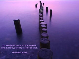 Lo pasado ha huido, lo que esperas está ausente, pero el presente es tuyo. Proverbio árabe 