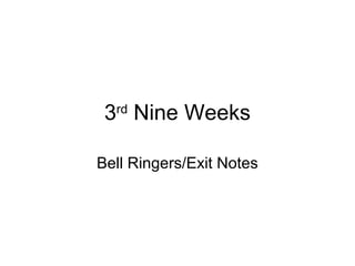 3rd Nine Weeks

Bell Ringers/Exit Notes
 