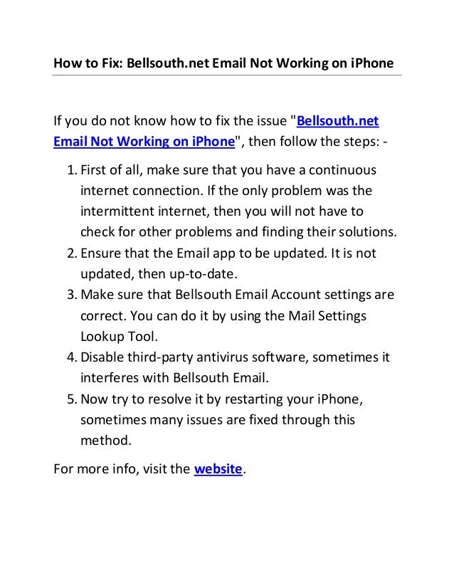 How To Fix Bellsouth Email Not Working On IPhone