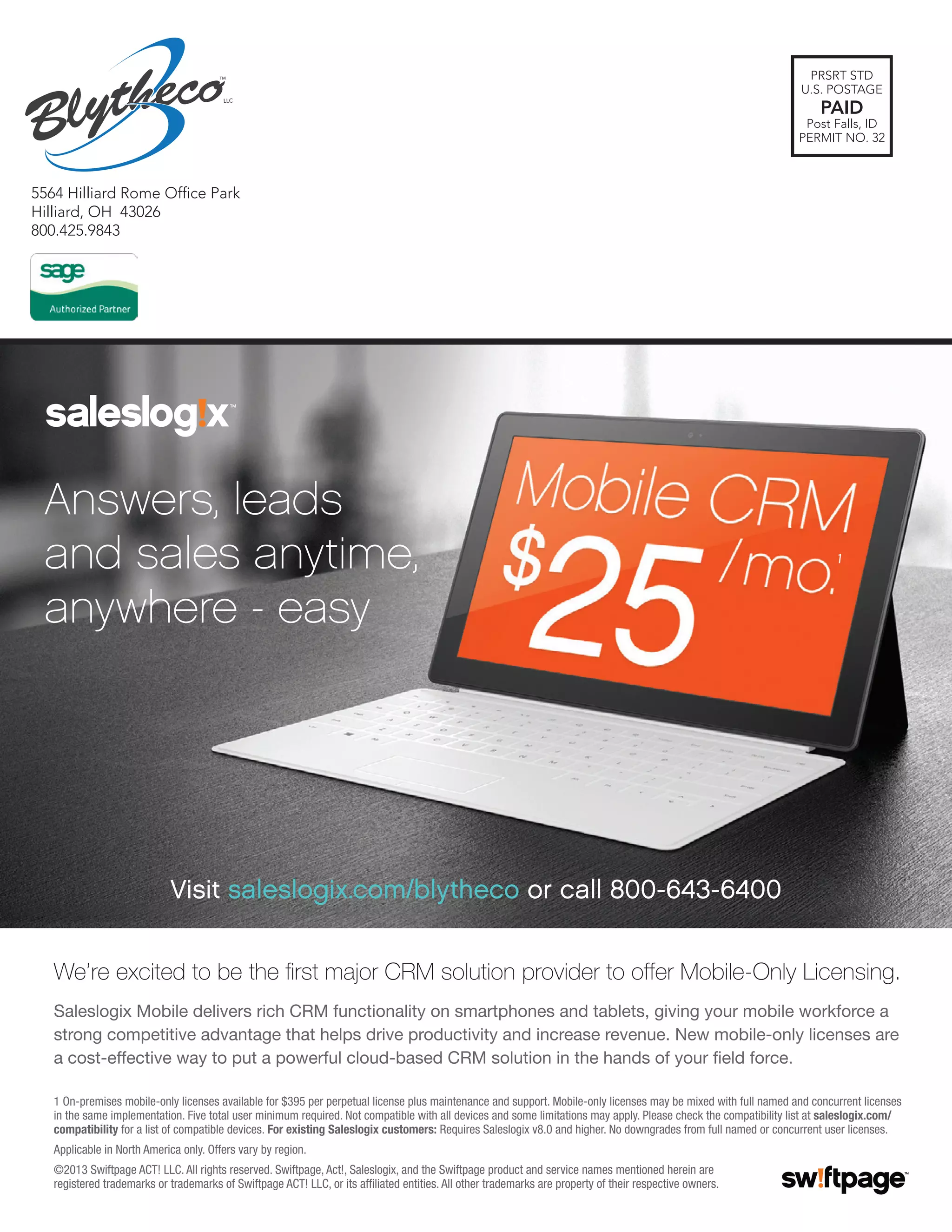 PRSRT STD
U.S. POSTAGE

PAID

Post Falls, ID
PERMIT NO. 32

5564 Hilliard Rome Office Park
Hilliard, OH 43026
800.425.9843

 