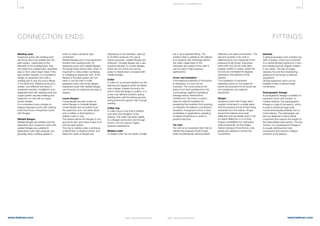 408 409
www.belman.comwww.belman.com B022016-1 – Subject to alterations and eventual misprintsB022016-1 – Subject to alterations and eventual misprints
TE CHNI CA L I NFOR MATI ON
CONNECTION ENDS
Welding ends
Expansion joints with welding ends
are those which are welded into the
pipe system. Depending on the
diameter of the welding ends, they
are made from welded pipe, seamless
pipe or from rolled sheet metal. If the
pipe system requires, it is possible to
design an expansion joint with a
welding end in one end and a flange
in the other end. Welding ends are a
simple, cost effective and easy to
implement solution. Installation of an
expansion joint with welding ends into
a pipe system requires welding and
inspection on-site with an experi-
enced installer.
It is considered more complex to
replace expansion joints with welding
ends than those of expansion joints
with flanges.
Welded flanges
Welded flanges are welded onto the
expansion joint. Expansion joints with
welded flanges are suitable for
applications with high pressure, but
generally need a sealing gasket in
order to make a perfectly tight
connection.
Welded flanges are a more expensive
solution than welding ends. On
expansion joints with welded flanges,
the flange holes will be inline, which is
important to notice when reordering
or installing an expansion joint. If the
flanges in the pipe system are not
inline, it can be wise to order
expansion joints with loose flanges.
Expansion joints with welded flanges
can be quick to install and are easy to
replace.
Loose flanges
Loose flanges are also known as
swivel flanges or turnable flanges.
Loose flanges are not welded onto
the expansion joint, but either flared
onto a bellow or fixed behind a
welded collar or ring.
This feature allows the flanges to turn
around its axis, and make it easy to fit
into the pipe system.
The ring or welded collar is acting as
a raised face or sealing surface, and
these two types of flanges are,
depending on the diameter, used up
to 25 BarG pressure. For use at
higher pressures, welded flanges are
preferred. Turnable flanges are a very
powerful solution to counter flanges,
which are out of line and can be
easier to install when compared with
welded flanges.
Collar
A collar rim is practical addition for the
bellows end tangents which are flared
over a flange, thereby forming a rim
which holds the flange in position. It is
a very cost efficient solution, saving
welding time, with the flaring process
being performed quicker than through
welding.
Collar ring
A collar ring is a ring that is welded
onto each end tangents of the
bellows. The collar ring adds rigidity
to a flanged connection and through
which it can be used for higher
pressure applications.
Welded collar
A welded collar can be made of angle
bar or as a standard fitting. The
welded collar is welded to the bellows
end tangents with the flange behind
the collar. Depending on the
thickness and shape of the collar it
can be used in high pressure
applications.
Cover and insulation
If the external protection of the bellow
is necessary, a cover can be
mounted. The cover protects the
bellow from dust particles from the
surroundings, against mechanical
damage and/or external flow.
Furthermore, the cover is a good
base for external insulation for
preventing the insulation from packing
up between the bellows convolutions.
Insulation of expansion joints is often
undertaken in applications operating
at higher temperature in order to
prevent heat loss.
Tie rods
Tie rods on an expansion joint help to
restrain the pressure thrust forces,
while simultaneously allowing lateral
deflection and axial compression. The
size and quantity of tie rods is
determined by the magnitude of the
pressure thrust forces. Expansion
joints with only two tie rods allow
angular rotation in cases, where the
tie rods are orientated 90 degrees
opposite to the direction of the
rotation.
The installation of restrained
expansion joints do not require fix
points and pressure thrust forces are
not transferred onto external
equipment.
Hinges
Expansion joints with hinges allow
angular movement in a single plane
with the pressure thrust forces being
restrained from the bellow. Hinges
prevent the bellows from axial
deflection and are ideally used in set
for lateral deflection or in a three-
hinged constellation for multi plane
axial movements. As the hinges
restrain pressure thrust forces, only
guides are needed to control the
movements.
FITTINGS
Gimbals
A gimbal expansion joint contains two
sets of hinges, which are connected
to a central gimbal ring/box by 4 pins
and thereby permits angular rotation
in any plane. The pair of hinges
restrains the unit from transferring
pressure thrust forces to external
equipment.
Gimbal expansion joints can be
installed in sets to absorb large
movements.
Pantographic linkage
A pantographic linkage is installed on
expansion joints with double- or
multiple bellows. The pantographic
linkage is a type of accessory, which
is used to distribute large axial
movements equally between two or
more bellows. The pantograph can
also be designed to allow lateral
movement and support the weight of
the intermediate pipe section. The key
function of a pantographic linkage is
to equally distribute the total
movements and prevent a fatigue
overload of the bellows.
 