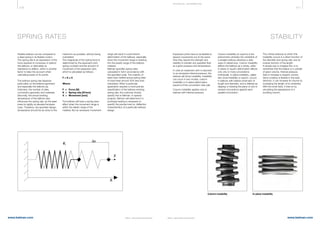 416 417
www.belman.comwww.belman.com
Δx
X
F
K
B022016-1 – Subject to alterations and eventual misprintsB022016-1 – Subject to alterations and eventual misprints
SPRING RATES
Flexible bellows can be compared to
a steel spring in its flexible motion.
The spring rate is an expression of the
force required to compress or extend
the bellows, or alternately its
resistance to deflect, which is another
factor to take into account when
calculating loads on fix points.
The bellows spring rate depends
particularly on the bellows geometry
and especially the bellows ply
thickness, the number of plies,
convolution geometry and materials.
Secondly, the actual working
temperature of the bellows also
influences the spring rate, as the steel
loses its rigidity at elevated tempera-
tures. Therefore, the specified design
temperature should be as close to the
maximum as possible, without being
overstated.
The magnitude of the spring force is
determined by the expansion joint
spring constant and the amount of
movement of the expansion joint,
which is calculated as follows:
F = K x X
Where:
F =	 Force [N]
K =	 Spring rate [N/mm]
X =	 Movement [mm]
The bellows will have a spring back
effect when the movement range is
within the elastic range of the
material. But an excessive movement
range will result in a permanent
deformation of the bellows, especially
when the movement range is entering
into the plastic range of the bellows
material.
Belman specifies spring rates
calculated in full in accordance with
the specified code. The majority of
tests have verified actual spring rates
to have been around 30% less than
calculated. When a particular
application requires a more precise
specification of the bellows working
spring rate, the customer should
specify this to Belman. In special
projects, Belman will determine if a
prototype testing is necessary to
specify the precise load vs. deflection
characteristics of a particular bellows
design.
STABILITY
Expansion joints have to be flexible to
absorb movements but at the same
time they require the strength and
stability to transfer any specified fluid
at a given pressure and temperature.
In case an expansion joint is exposed
to an excessive internal pressure, the
bellows will show instability. Instability
can occur in two modes, column
instability or in-plane deformation
(squirm) of the convolution side wall.
Column instability applies only to
bellows with internal pressure.
Column instability (or squirm) is the
phenomena whereby the centerline of
a straight bellows develops a side-
ways or lateral bow. Column instability
affects the bellows as a whole, while
in-plane or squirm deformation affects
only one or more convolutions
individually. In-plane instability, called
also local instability or squirm, occurs
in bellows with relative small ratio of
length and diameter, and is defined as
slipping or twisting the plane of one or
several convolutions against each
parallel convolution.
The critical pressure at which this
instability occurs is a direct function of
the diameter and spring rate, and an
inverse function of the length.
A simple way to imagine this, is to
remember that the bellow is a cylinder
of given volume. Internal pressure
tries to increase a vessel’s volume.
Since a bellow is flexible in the axial
direction, it can increase its volume by
increasing the length of its centerline.
With the ends fixed, it tries so by
simulating the appearance of a
buckling column.
Column instability In-plane instability
TE CHNI CA L I NFOR MATI ON
 