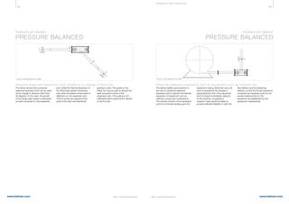 84 85
www.belman.comwww.belman.com
LFP
LFP
LFP
B022016-1 – Subject to alterations and eventual misprintsB022016-1 – Subject to alterations and eventual misprints
E XPA NS I ON JOI NT S E LE CTI ON
The above typifies good practice in
the use of a pressure balanced
expansion joint to absorb the thermal
expansion of equipment such as
turbines, pumps and compressors.
The primary function of the expansion
joint is to minimise loading upon the
Source: Freely adapted from EJMA
The above shows that a pressure
balanced expansion joint can be used
at the change in direction other than
90 degrees. In this case, the growth
of the longer pipe system is absorbed
as axial movement on the expansion
Source: Freely adapted from EJMA	
PRESSURE BALANCED
Expansion joint selection
PRESSURE BALANCED
Expansion joint selection
joint, while the thermal expansion of
the offset pipe system introduces
both axial and lateral components or
deflection on the expansion joint.
Only fix points are required at the
ends of the lines and directional
guiding is used. The guide on the
offset run may be used to absorb the
axial movement forces of the
expansion joint, if the piping is not
sufficiently stiff to transmit this directly
to the fix point.
Pressure balanced expansion joint at equipment such as turbines etc.
equipment casing. Note that only a fix
point is required at the change of
piping direction and, if the expansion
joint is located immediately adjacent
to the machine, no guiding is
required. Care should be taken to
provide sufficient flexibility in both the
Pressure balanced expansion joint located at a change of direction
flow bellows and the balancing
bellows, so that the forces required to
compress the expansion joint do not
exceed loading limits for the
equipment as established by the
equipment manufacturer.
 