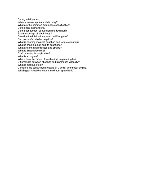 Bel mechanical engineering interview questions PDF