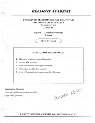 CSEC Mathematics Paper 02