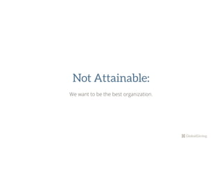 Not Attainable:
We want to be the best organization.
 