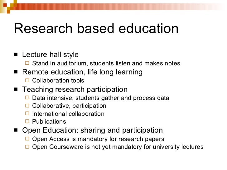 Research based learning in research based network