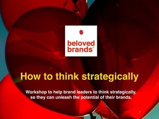 Workshop to help brand leaders to think strategically,
so they can unleash the potential of their brands.
How to think strategically
 