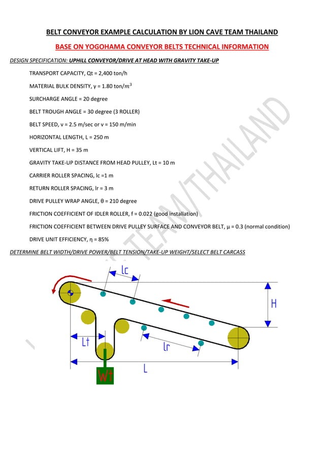 Belt conveyor example calculation PDF