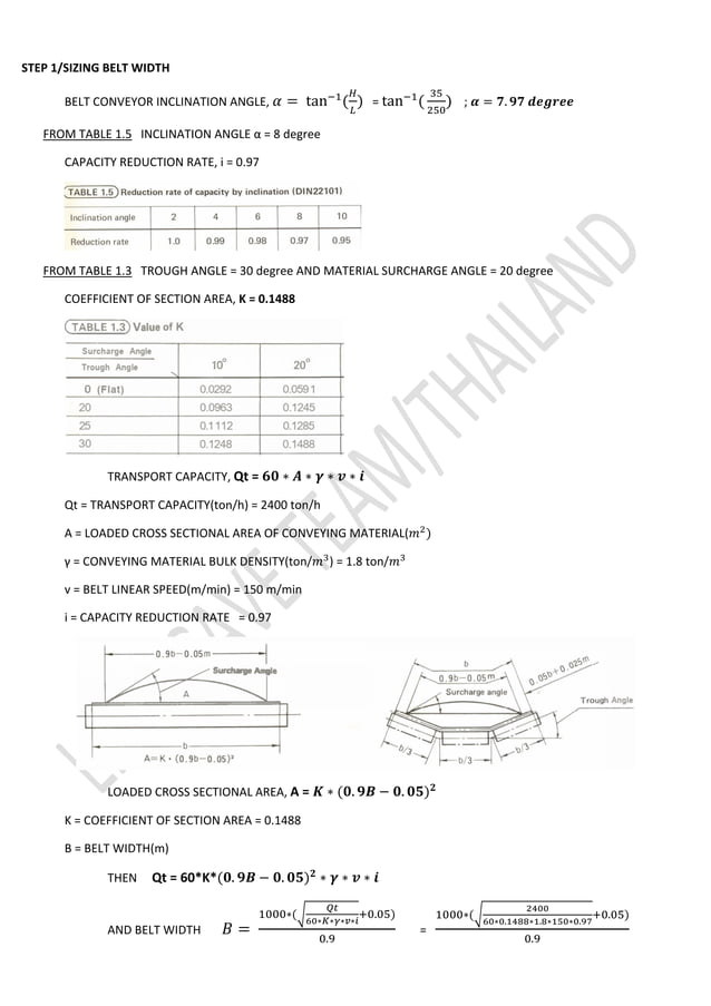 Belt conveyor example calculation
