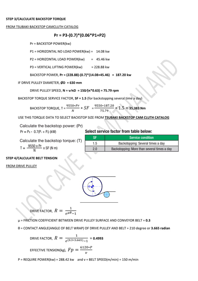 Belt conveyor example calculation