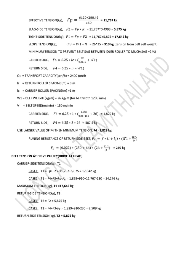 Belt conveyor example calculation