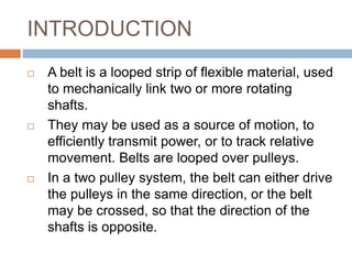 Belt drive ppt Clearance