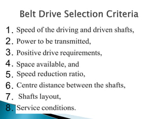 Belt drives.pptx ppt of a belt drives(mechanical engineering) | PPTX