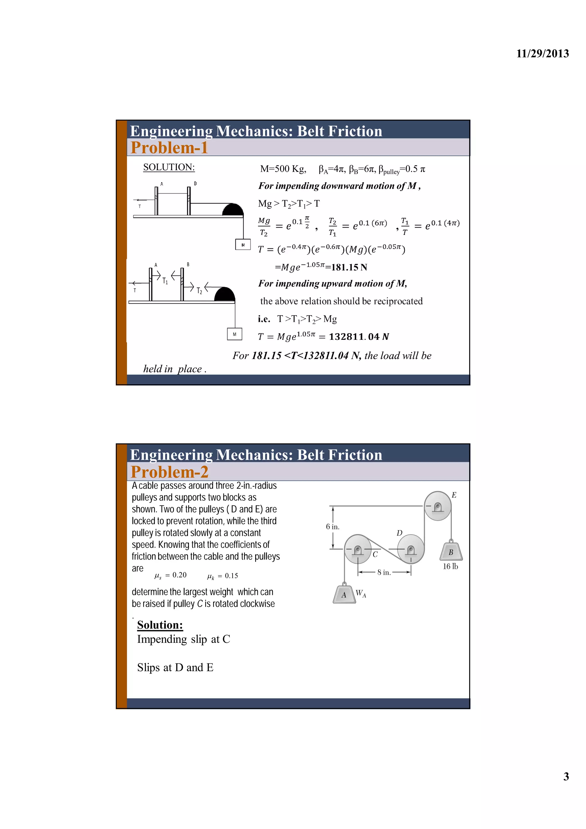 Belt friction lecture_new | PDF