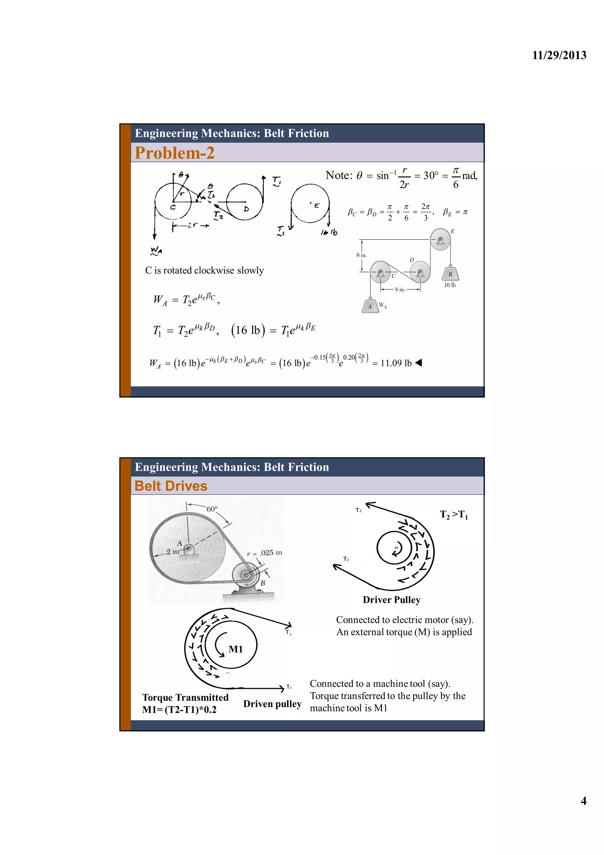 Belt friction lecture_new | PDF