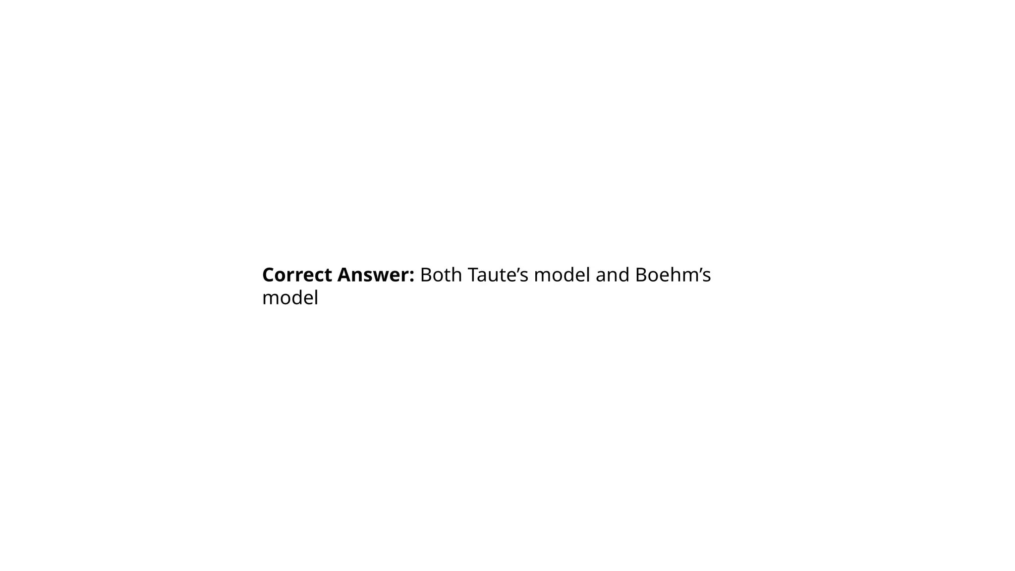 Correct Answer: Both Taute’s model and Boehm’s
model
 