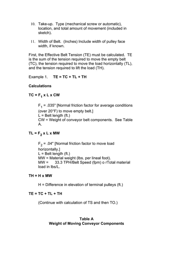 Belt tension calculation