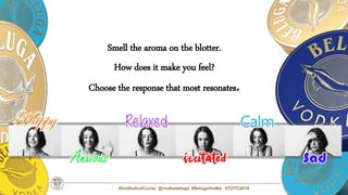 #VodkaAndCaviar @vodkabeluga #BelugaVodka #TOTC2019
Smell the aroma on the blotter.
How does it make you feel?
Choose the response that most resonates.
 