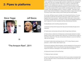 Steve Yegge Jeff Bezos
vs
in
“The Amazon Rant”, 2011
2: Pipes to platforms
 