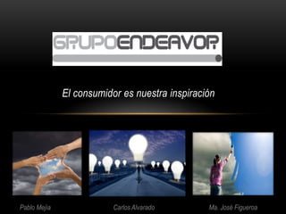 El consumidor es nuestra inspiración




Pablo Mejía               Carlos Alvarado       Ma. José Figueroa
 