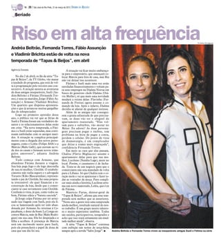 TV -   20 / São José do Rio Preto, 31 de março de 2013 DIÁRIO DA REGIÃO

   Seriado




Riso em alta frequência
Andréa Beltrão, Fernanda Torres, Fábio Assunção
                                                                                                                                                                       TV Globo/Divulgação




e Vladimir Brichta estão de volta na nova
temporada de “Tapas & Beijos”, em abril
Agência Estado                                           A situação vai ficar muito embaraço-
                                                     sa para o empresário, que ameaçará co-
    No dia 2 de abril, os fãs da série “Ta-          locar Márcia para fora de casa, mas Bia
pas & Beijos”, da TV Globo, vão matar                não vai deixar isso acontecer.
a saudade do programa, que está de vol-                  Fátima e Sueli mais uma vez estão
ta à programação pelo terceiro ano con-              enroladas financeiramente e voltam pa-
secutivo. A atração mostra as aventuras              ra seus empregos na Djalma Noivas em
de duas amigas inseparáveis, Sueli (An-              busca do generoso chefe Djalma (Otá-
drea Beltrão) e Fátima (Fernanda Tor-                vio Muller), só que mais uma novidade
res), e seus ex-maridos, Jorge (Fábio As-            mudará a rotina delas. Flavinha (Fer-
sunção) e Armane (Vladimir Brichta).                 nanda de Freitas) agora assume o co-
Um quarteto que dispensa apresenta-                  mando da loja. Após o infarto, Djalma
ções e que já arrancou muitas gargalha-              decidiu se afastar de qualquer estresse.
das do telespectador.                                    Além de as amigas não consegui-
    Logo no primeiro episódio deste                  rem a grana adiantada de que precisa-
ano, o público vai ver que as férias de              vam, as duas vão ter o aluguel do
Sueli e Fátima foram um verdadeiro de-               apartamento reajustado. “Elas vol-
sastre e os relacionamentos delas estão              tam para o subúrbio, vão morar no
em crise. “Na nova temporada, a Fáti-                Méier. Eu adorei! As duas persona-
ma e a Sueli estão separadas, mas conti-             gens precisam pegar o ônibus, tem
nuam emboladas com os antigos mari-                  problema na hora de pagar a conta,
dos. A situação se complica principal-               perdem o celular. Do ponto de vista
mente com a chegada dos novos perso-                 de dramaturgia, é um complicador
nagens, como o Leléu (Felipe Abib) e a               que deixa a trama mais engraçada”,
Márcia (Malu Galli), que entram na vi-               confidencia Fernanda Torres.
da dos ex-casais e formam novos triân-                   Em meio ao caos que elas passam,
gulos amorosos”, adianta Andréa                      Chalita (Flávio Migliaccio) assume o
Beltrão.                                             apartamento delas para que sua mu-
    Tudo começa com Armane, que                      lher, Lucilene (Natália Lage), more no
abandona Fátima durante a viagem.                    local. Porém, o casamento é de facha-
Sua loja pega fogo e ele logo desconfia              da. Trata-se de um negócio para que o
de sua ex-mulher, Clotilde. O estabele-              comerciante não seja mandado de volta
cimento não tinha seguro e o advogado                para o Líbano. Só que Chalita tem o co-
Tavares (Kiko Mascarenhas), represen-                ração mole e vai se apaixonar e fazer to-
tando o pai de Clotilde, faz uma propos-             das as vontades da moça. Para compli-
ta irrecusável: ele quer financiar a re-             car mais ainda a história, Lucilene arru-
construção da loja, desde que o comer-               ma um novo namorado, Leléu, que é ex
ciante se case novamente com Clotilde.               de Fátima.
Confusão à vista, já que, como todos sa-                 Mauricio Farias, diretor-geral de
bem, Fátima odeia a “barata cascuda”.                “Tapas & Beijos”, afirma que essa tem-
    Já Jorge culpa Fátima por ter arrui-             porada será melhor que as anteriores.
nado sua viagem com Sueli, pois ela fi-              “Neste ano a gente terá uma temporada
cou se lamentando após ter sido aban-                ainda melhor, resultado natural do nos-
donada por Armane Ao retornar à Co-                  so trabalho. É um grupo muito talento-
pacabana, o dono da boate La Conga en-               so e muito experiente também. Todos
contra Márcia, mãe de Bia (Malu Rodri-               são unidos, participativos, integrados e
gues) em sua casa. Ela foi despejada e a             acho que isso trará certamente um resul-
filha a acolheu. A presença de Márcia                tado melhor ainda”, observa.
será um incômodo maior para Sueli,                       A série “Tapas & Beijos” continua
pois ela preencherá o papel de dona de               com exibição nas noites de terça-feira,
casa que um dia foi seu.                             sempre após a novela “Salve Jorge”. I     Andréa Beltrão e Fernanda Torres vivem as inseparáveis amigas Sueli e Fátima na série
 