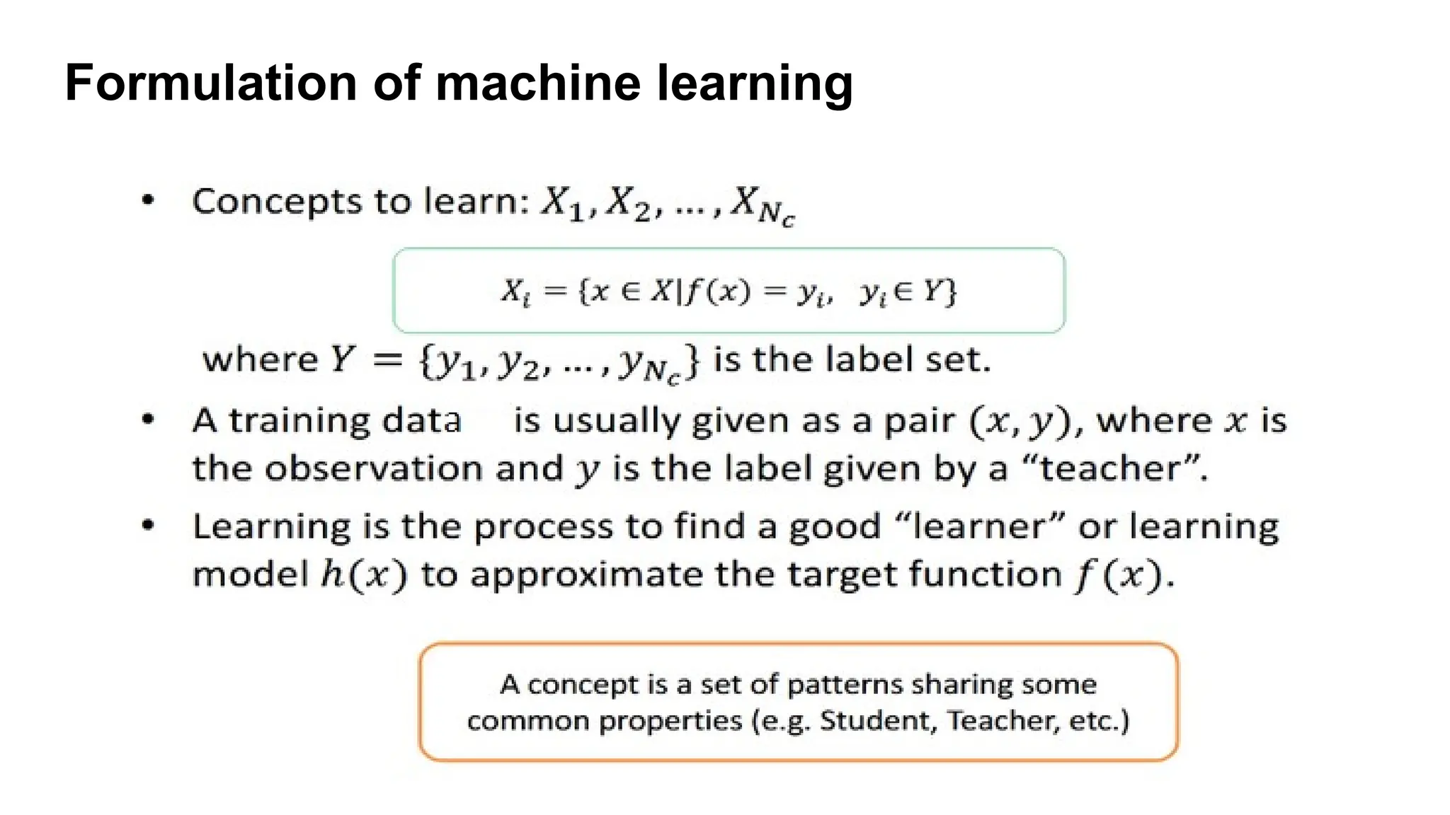 Formulation of machine learning
 