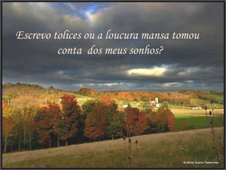 Escrevo tolices ou a loucura mansa tomou
         conta dos meus sonhos?
 