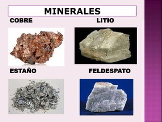 COBRE LITIO
ESTAÑO FELDESPATO
 
