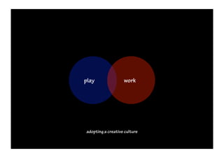play               work




adopting a creative culture
 
