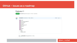@ben_nuttall
GitHub – issues as a roadmap
 