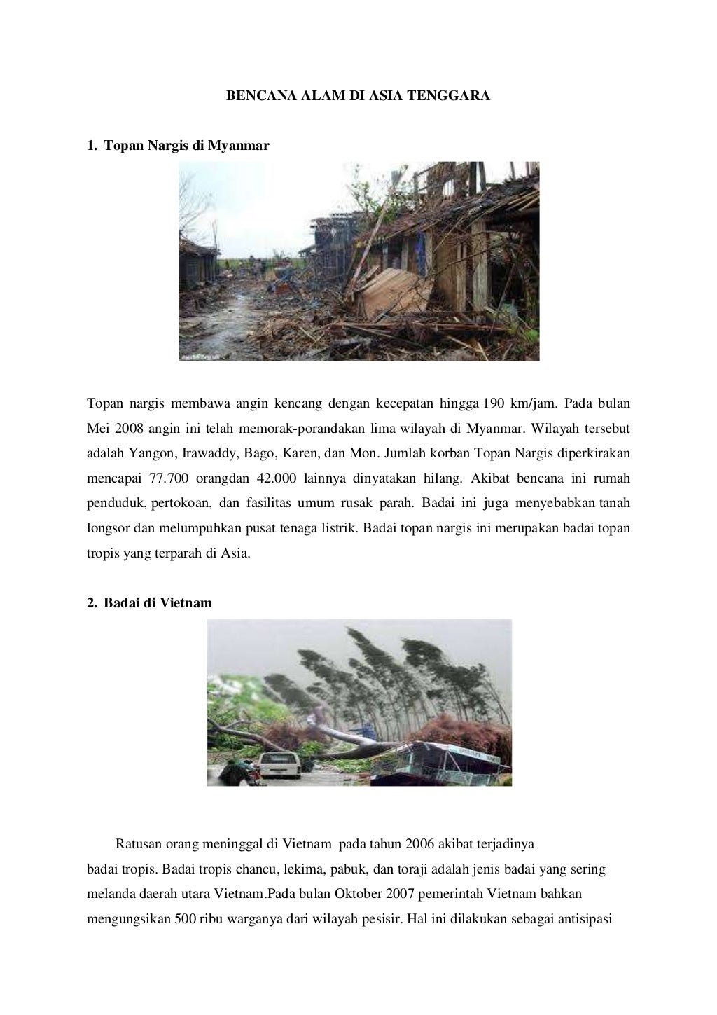 Bencana alam di asia tenggara