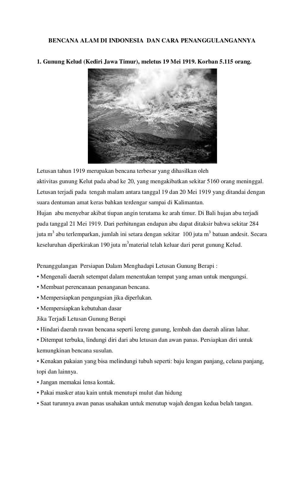 Bencana alam di indonesia dan cara penanggulangannya