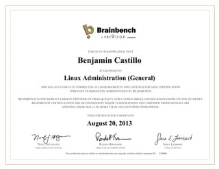 Benjamin Castillo
Linux Administration (General)
August 20, 2013
3139484
 