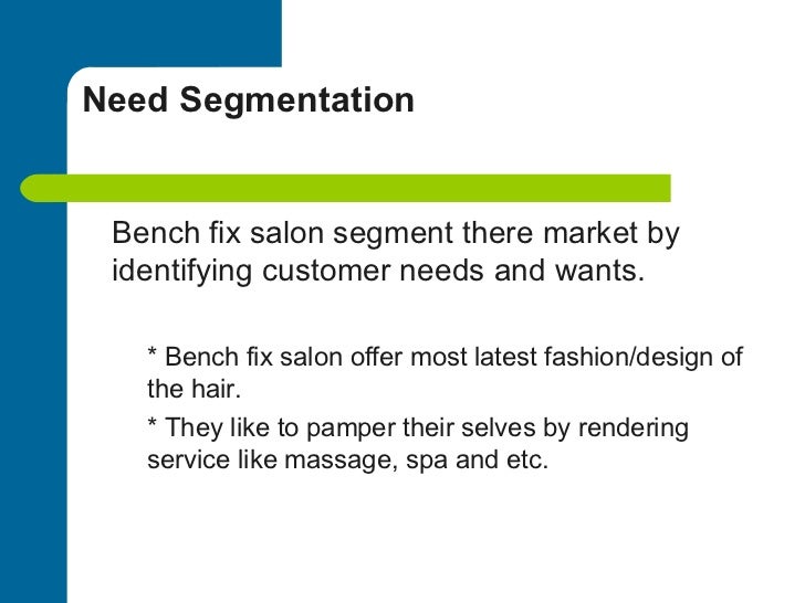 retail mix and market segment reserch on bench retail mix and market segment reserch on bench