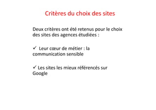 Benchmark Sites Agences Com. Sensible